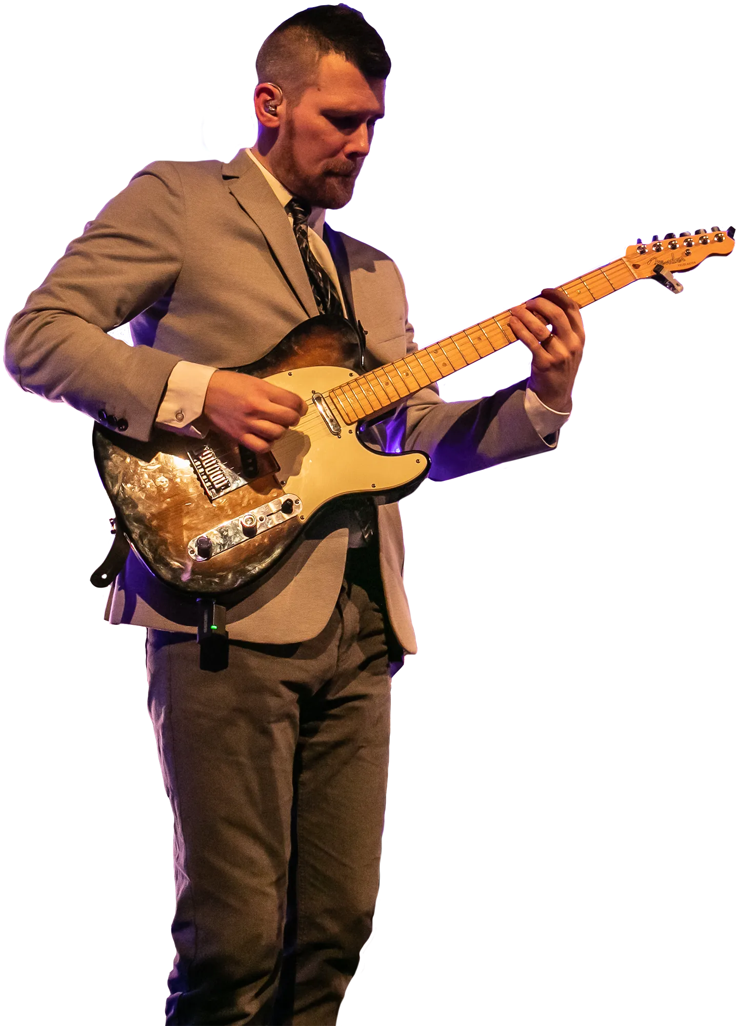 A picture of a man playing a guitar